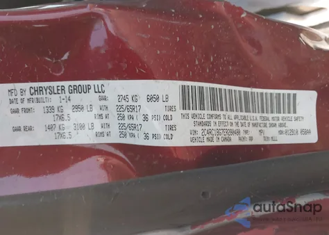 2014 Chrysler Town & Country Touring from USA, damaged, VIN 2C4RC1BG7ER280480